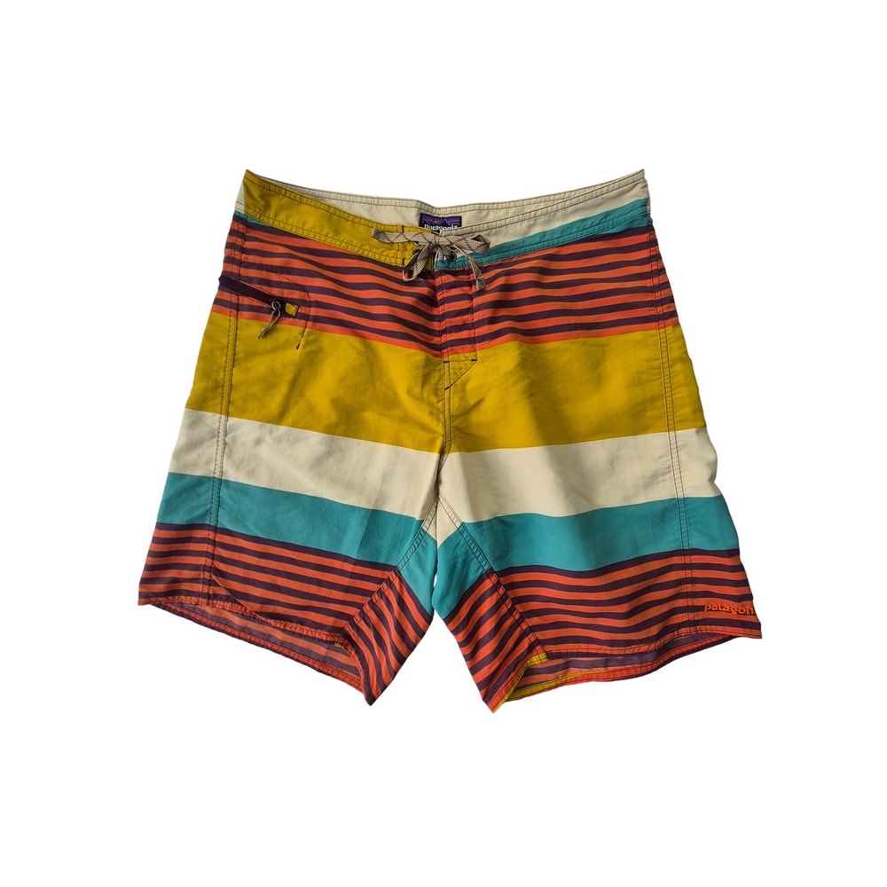 Patagonia Board Shorts Mens 36 Multicolor Striped Swim Trunks